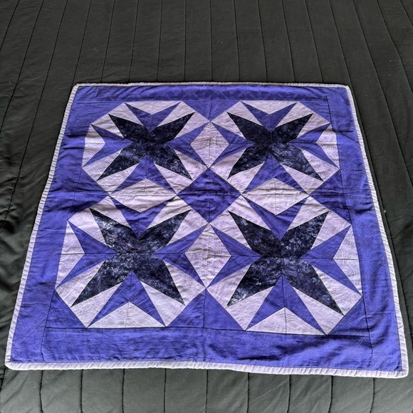 Nigerian quilt wall art tapestry square purple Mashiah AIDS vintage handmade - Picture 1 of 16